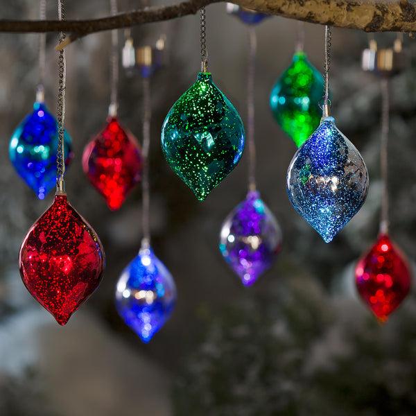 plow & hearth Color Changing Mercury Glass Solar Ornaments Set of 3
