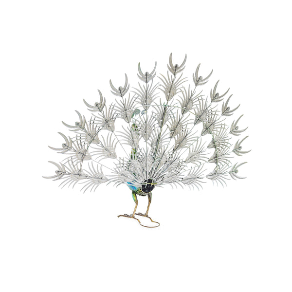 Plow & Hearth Colorful Metal Indoor/Outdoor Standing Peacock Sculpture