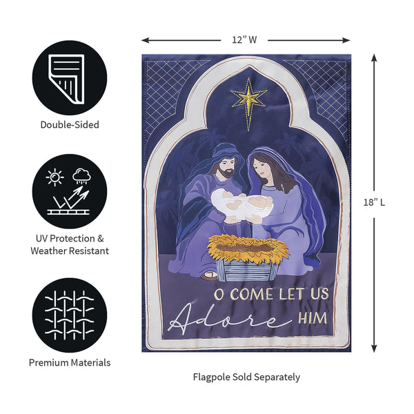 Plow & Hearth Come Let Us Adore Him Applique Garden Flag