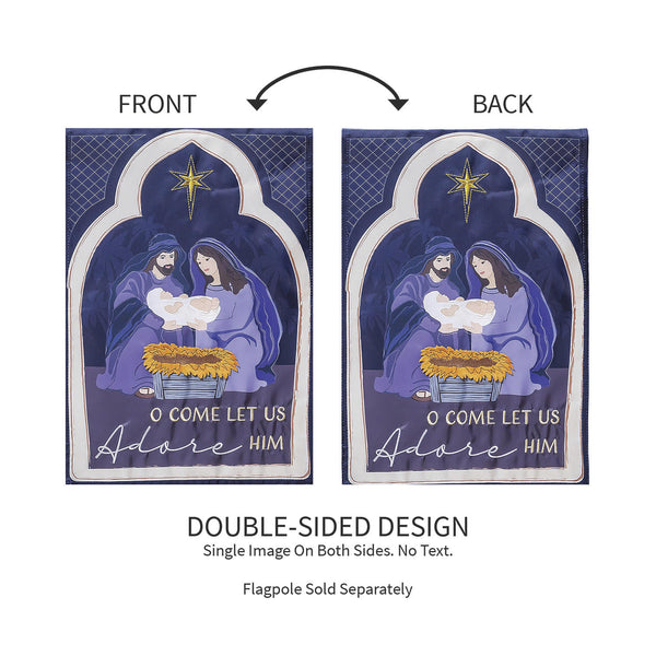 Plow & Hearth Come Let Us Adore Him Applique Garden Flag