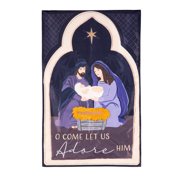 plow & hearth Come Let Us Adore Him Applique House Flag