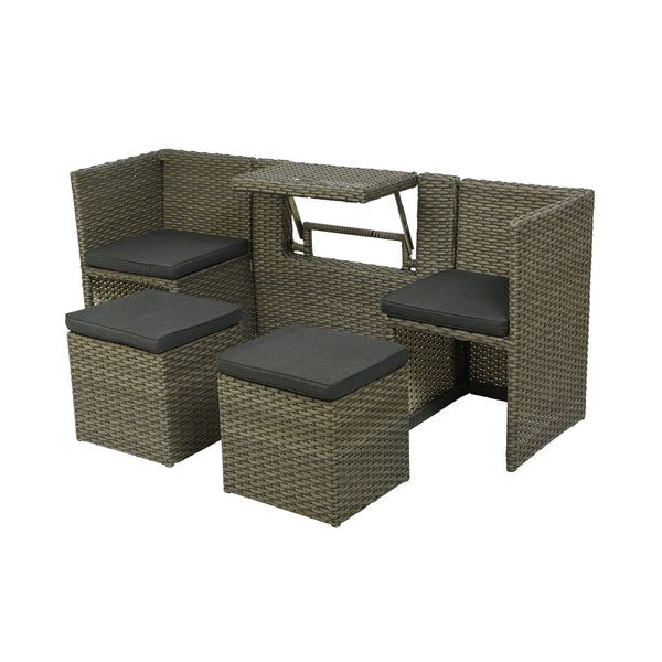 Plow & Hearth Compact Modular Wicker Balcony Seating Set With Multiple Configurations