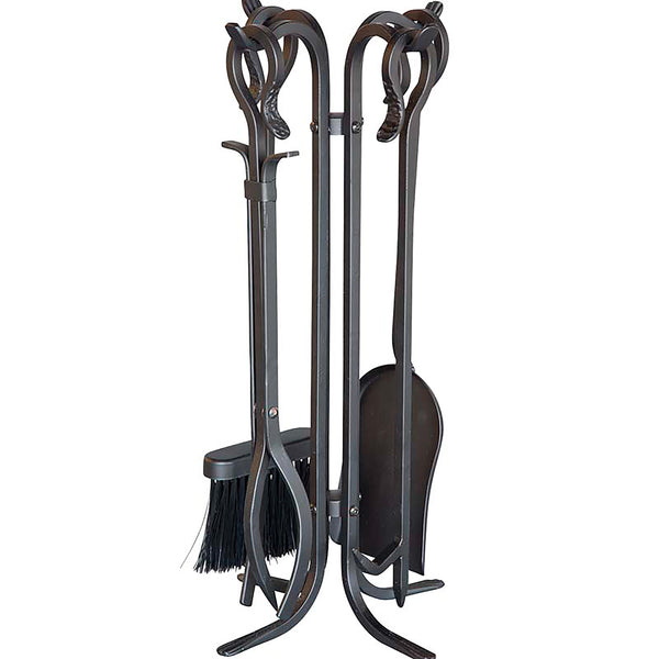 Plow & Hearth Compact Size Hand-Forged Fireplace Tool Set