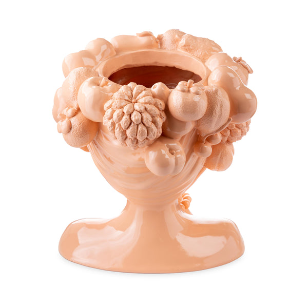 Plow & Hearth Coral Colored Lady With Fruit Crown Planter