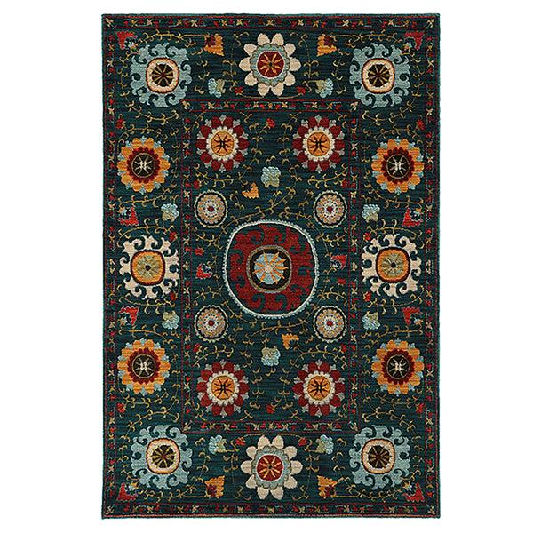plow & hearth Covington Charcoal Floral Area Rug 1'10"x 3'