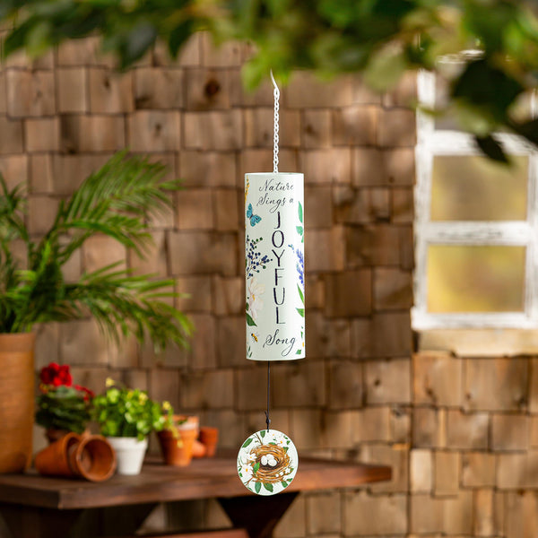 plow & hearth Cylinder Chime "Nature Sings a Joyful Song" 36"