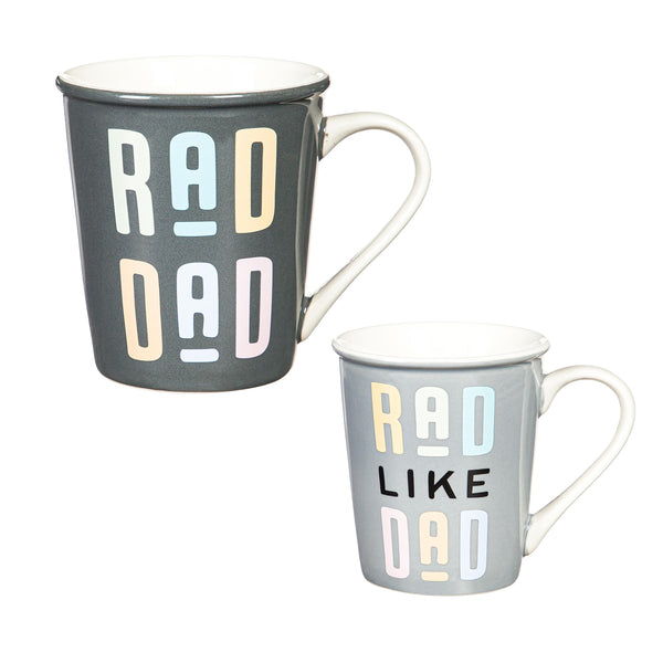 plow & hearth Daddy and Me Ceramic Cup Gift Set 16 oz. and 8 oz. Rad Dad / Rad Like Dad