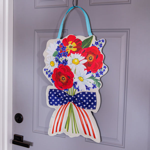 Plow & Hearth Daisy Bow Bouquet Double Sided Door Decor
