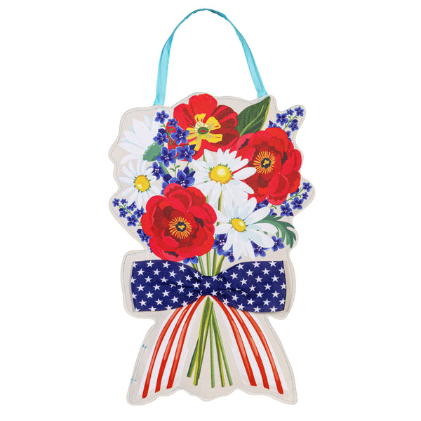 Plow & Hearth Daisy Bow Bouquet Double Sided Door Decor