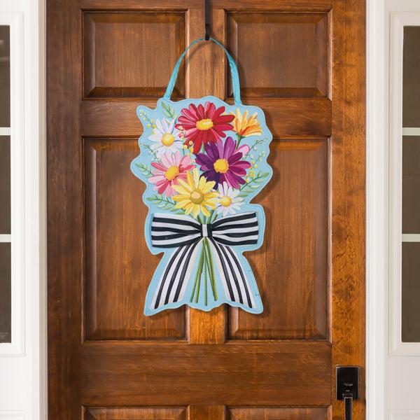 plow & hearth Daisy Bow Bouquet Double Sided Door Decor