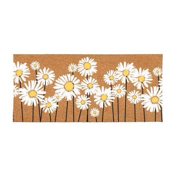 Plow & Hearth Daisy Scape Flocked Coir Sassafras Switch Mat 22"x10"