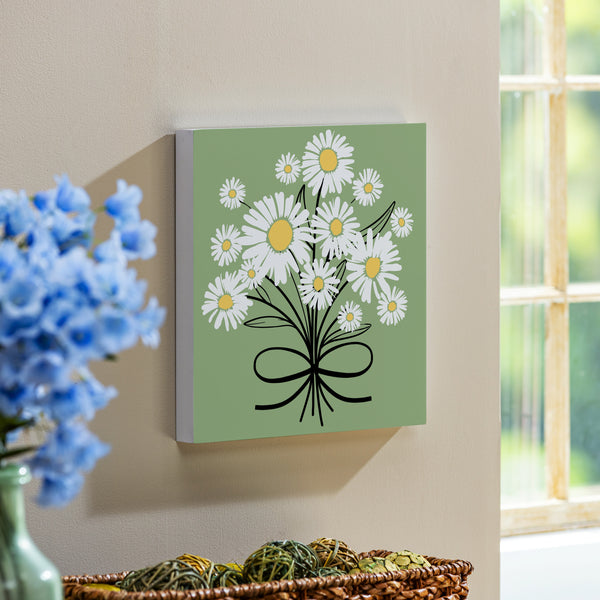 plow & hearth Daisy Scape Indoor Wall Décor Wood Bouquet 12"x12"