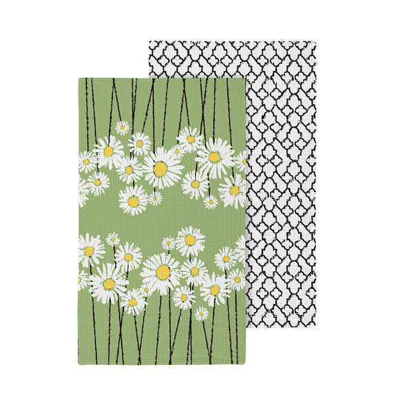 Plow & Hearth Daisy Scape Quick Dry Kitchen Towel 18" X 30"