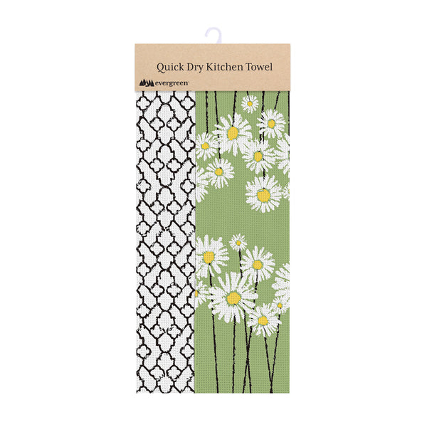 Plow & Hearth Daisy Scape Quick Dry Kitchen Towel 18" X 30"