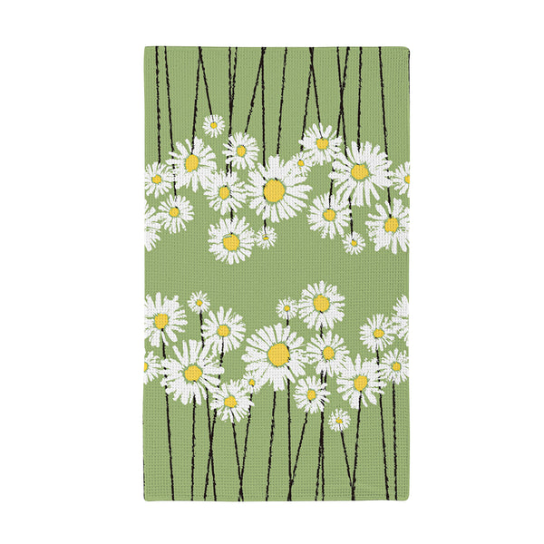 Plow & Hearth Daisy Scape Quick Dry Kitchen Towel 18" X 30"