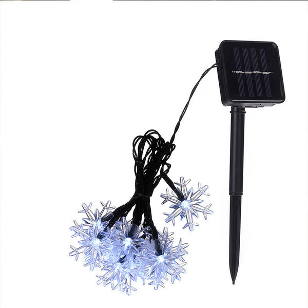 Plow & Hearth Decorative Snowflake Solar String Lights For Yard And Christmas