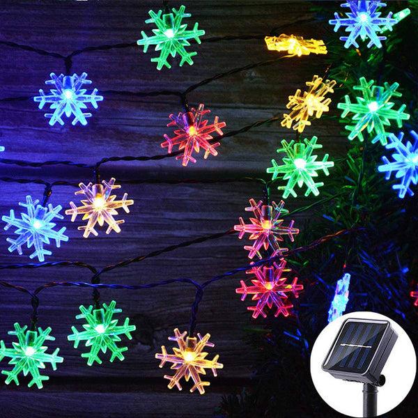 Plow & Hearth Decorative Snowflake Solar String Lights For Yard And Christmas