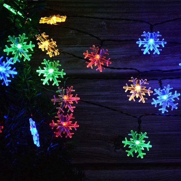Plow & Hearth Decorative Snowflake Solar String Lights For Yard And Christmas
