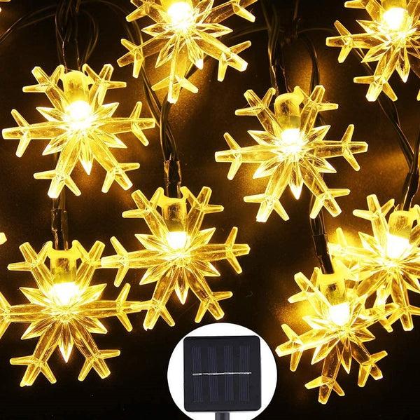 plow & hearth Decorative Snowflake Solar String Lights for Yard and Christmas