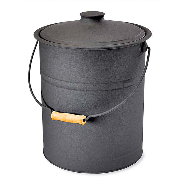 Plow & Hearth Deluxe Galvanized Ash Bucket With Handle Lid And Double-Layer Bottom