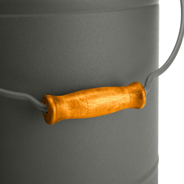 Plow & Hearth Deluxe Galvanized Ash Bucket With Handle Lid And Double-Layer Bottom