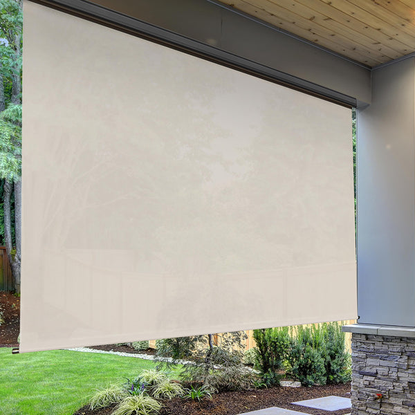 Plow & Hearth Deluxe Roll-Up Outdoor Solar Shade With Cordless Crank 6'W X 8'L