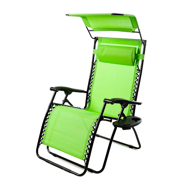 plow & hearth Deluxe Zero Gravity Chair With Awning Table And Drink Holder