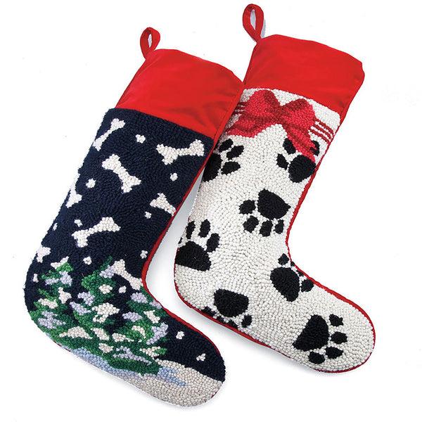 Plow & Hearth Dog Themed Hooked Wool Christmas Stocking