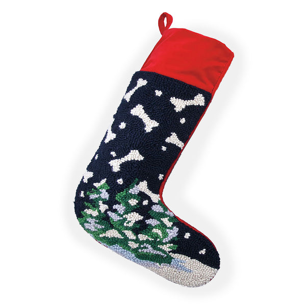 plow & hearth Dog Themed Hooked Wool Christmas Stocking
