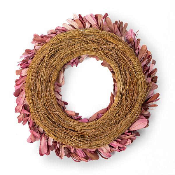 Plow & Hearth Dried 22" Natural Integrifolia Wreath Blush