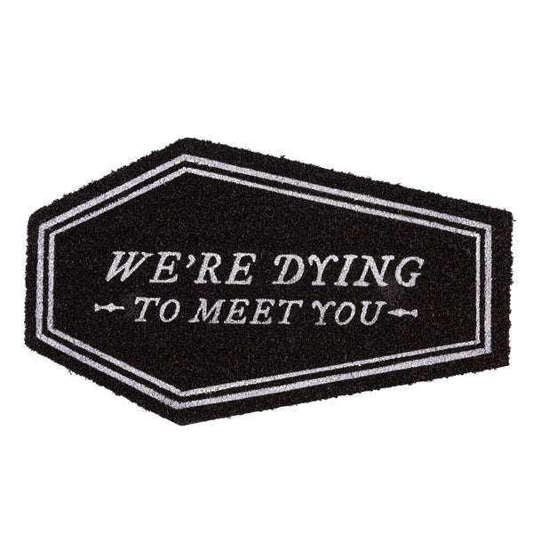 Plow & Hearth Dying To Meet You Coffin Shaped Halloween Coir Mat