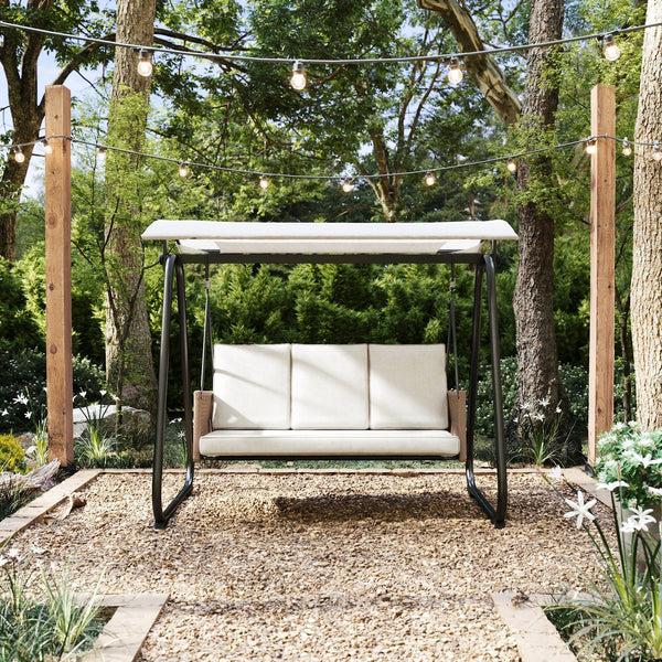 plow & hearth East Green Parker Patio Swing with Canopy Stand
