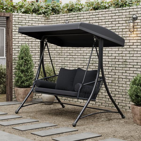 Plow & Hearth East Green Ramona Patio Swing With Canopy Stand
