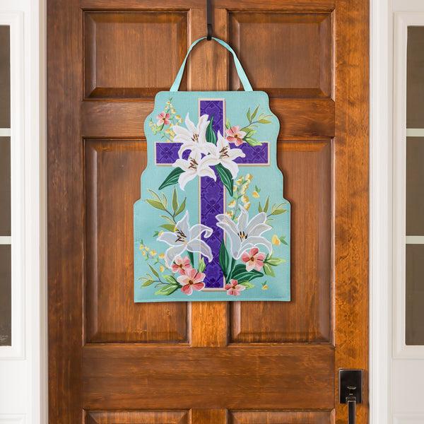 Plow & Hearth Easter Cross & Patriotic Cross Reversible Door Decor