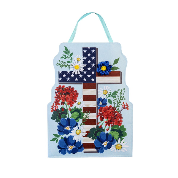 Plow & Hearth Easter Cross & Patriotic Cross Reversible Door Decor