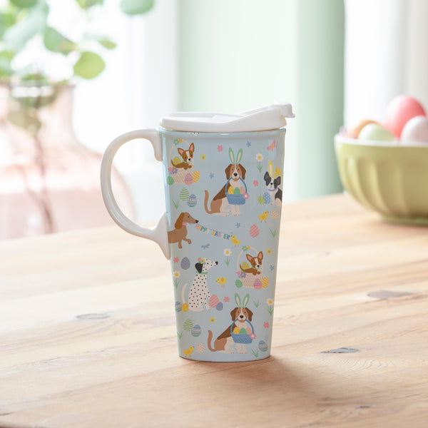 plow & hearth Easter Dogs Ceramic Perfect Cup 17oz Gift Box