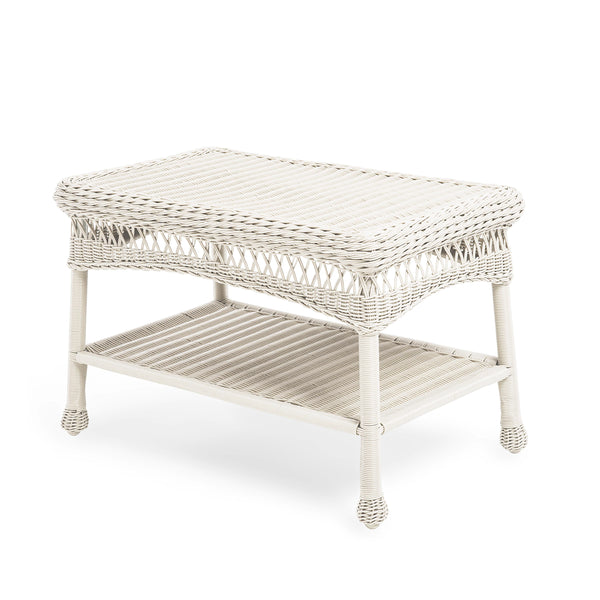 Plow & Hearth Easy Care Resin Wicker Coffee Table Off-White