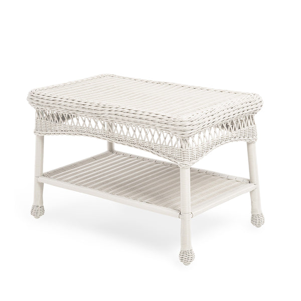 plow & hearth Easy Care Resin Wicker Coffee Table Off-White