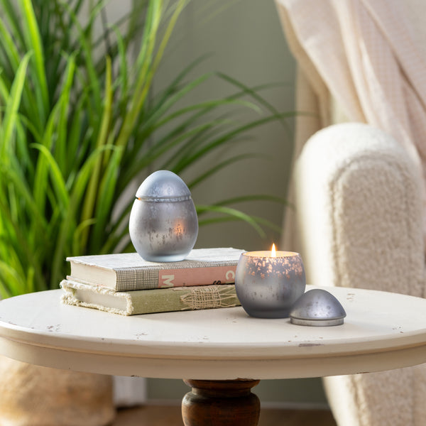 plow & hearth Egg Shape Mercury Glass Candle Ancient Water