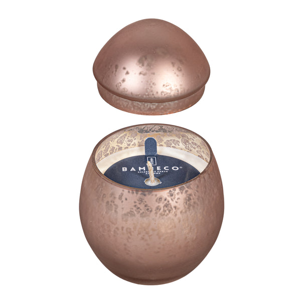 Plow & Hearth Egg Shape Mercury Glass Candle Rose Smoke