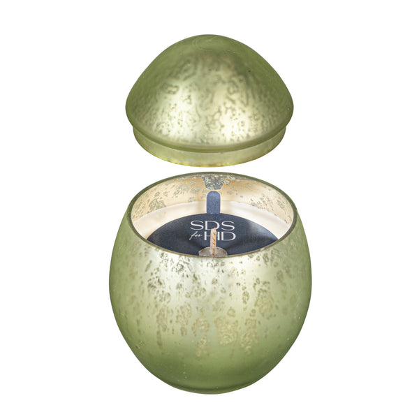 Plow & Hearth Egg Shape Mercury Glass Candle Smoke Green