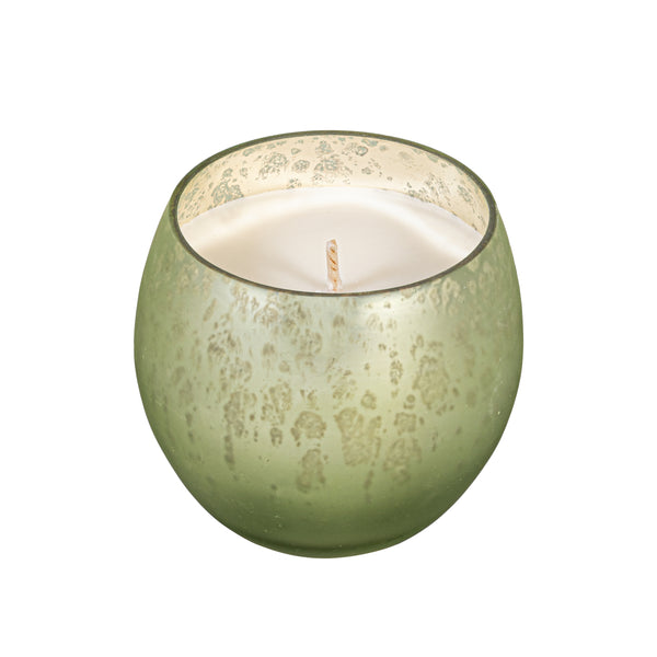 Plow & Hearth Egg Shape Mercury Glass Candle Smoke Green