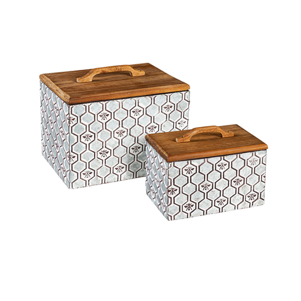 plow & hearth Embossed Honeycomb Storage Boxes Set of 2