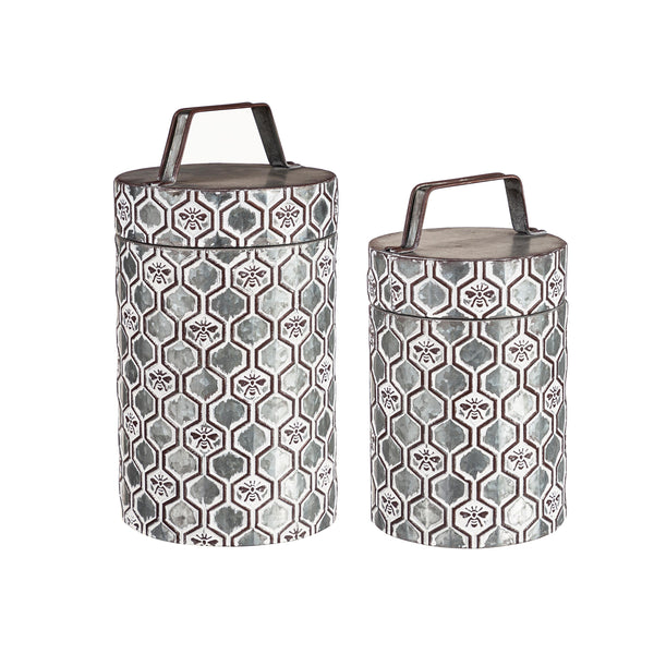 Plow & Hearth Embossed Honeycomb Storage Containers Set Of 2