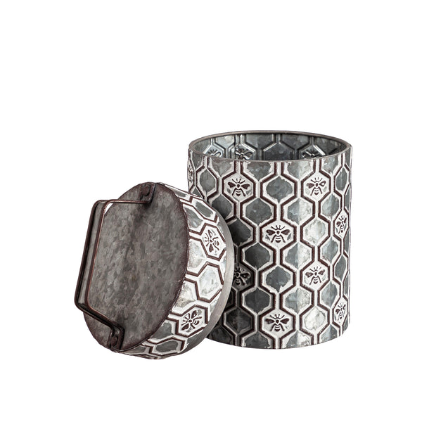 Plow & Hearth Embossed Honeycomb Storage Containers Set Of 2
