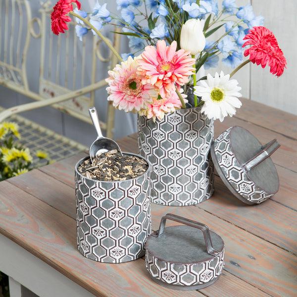 plow & hearth Embossed Honeycomb Storage Containers Set of 2