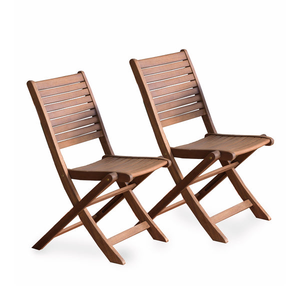 plow & hearth Eucalyptus Folding Bistro Chairs Set of 2