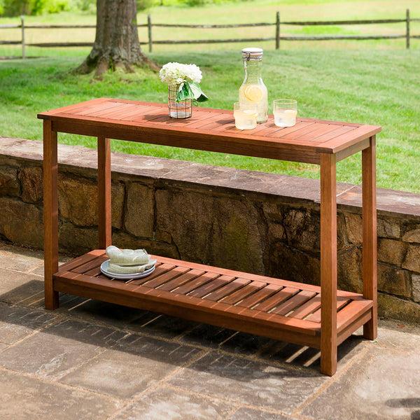 plow & hearth Eucalyptus Wood Console Table Lancaster Outdoor Furniture Collection