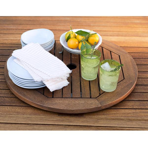 plow & hearth Eucalyptus Wood Lazy Susan Lancaster Outdoor Furniture Collection