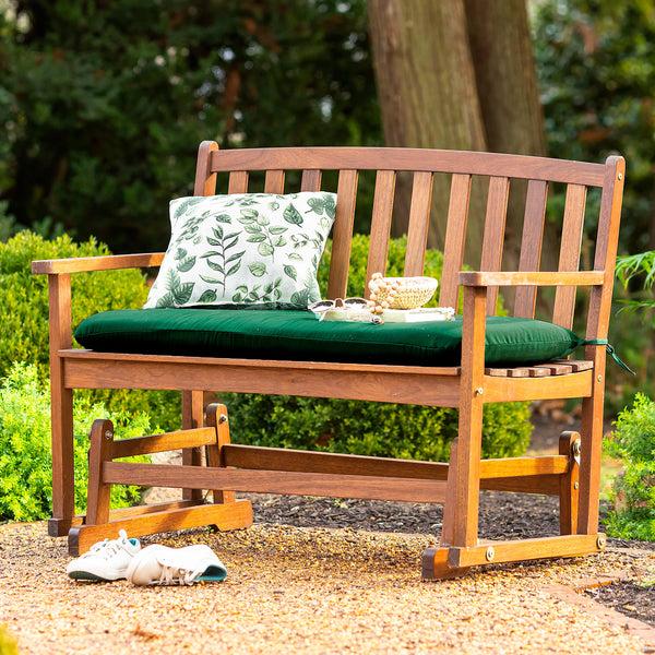 Plow & Hearth Eucalyptus Wood Love Seat Glider Lancaster Outdoor Furniture Collection